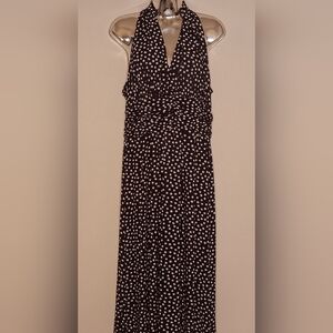 Jones New York Midnight Blue Polka Dot Backless Halter Dress